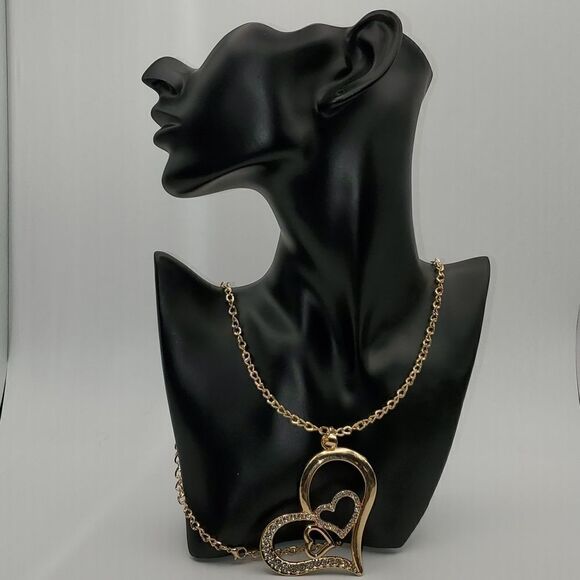 NEW HEART RHINESTONE STATEMENT VALENTINE'S DAY NECKLACE - Picture 2 of 10